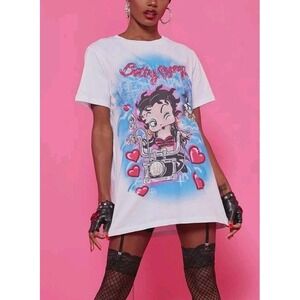 Dolls Kill x Betty Boop Graphic Tee Size L 100% Cotton Oversized Biker Print